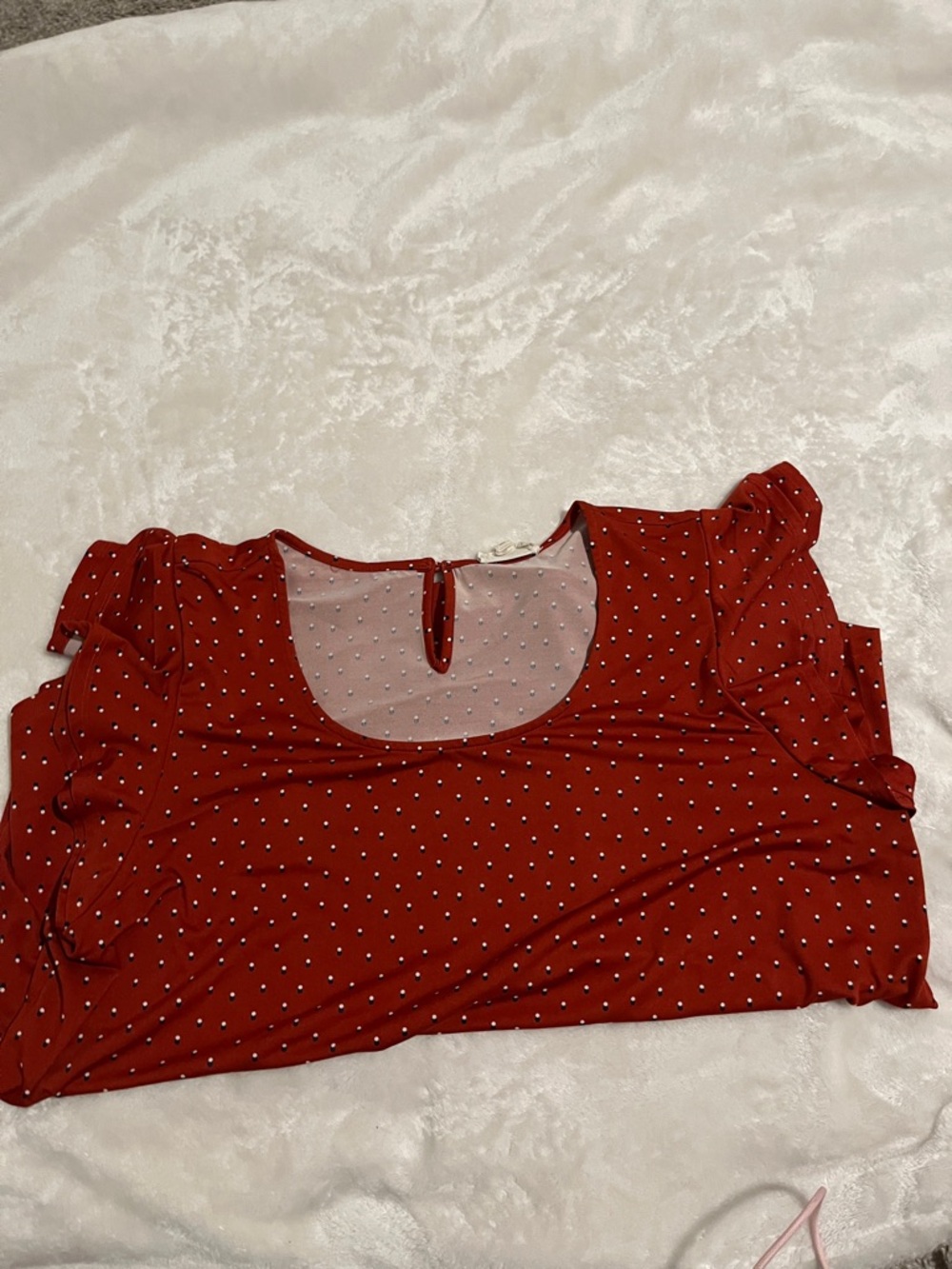 Women’s Red Polka Dot Ruffle Sleeve Blouse